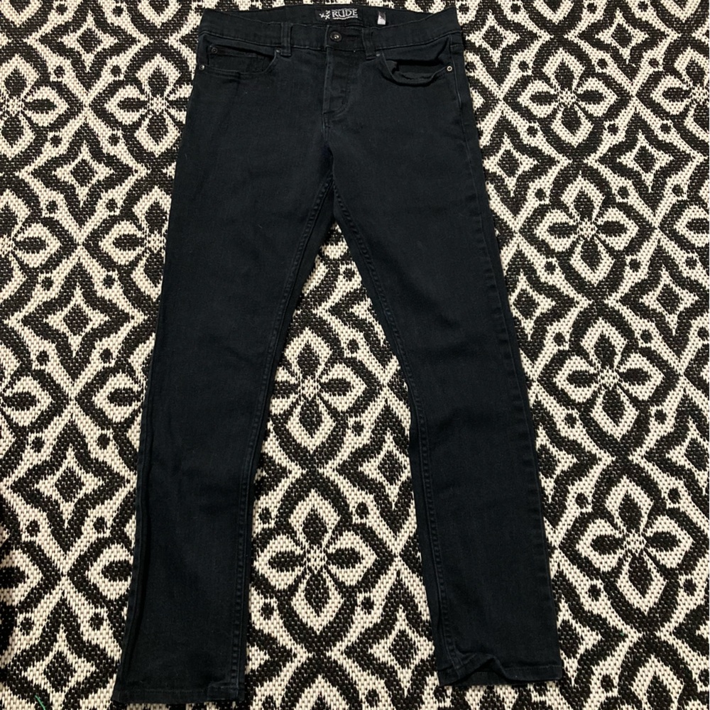 RUDE button fly black rocker skinny jeans size 30